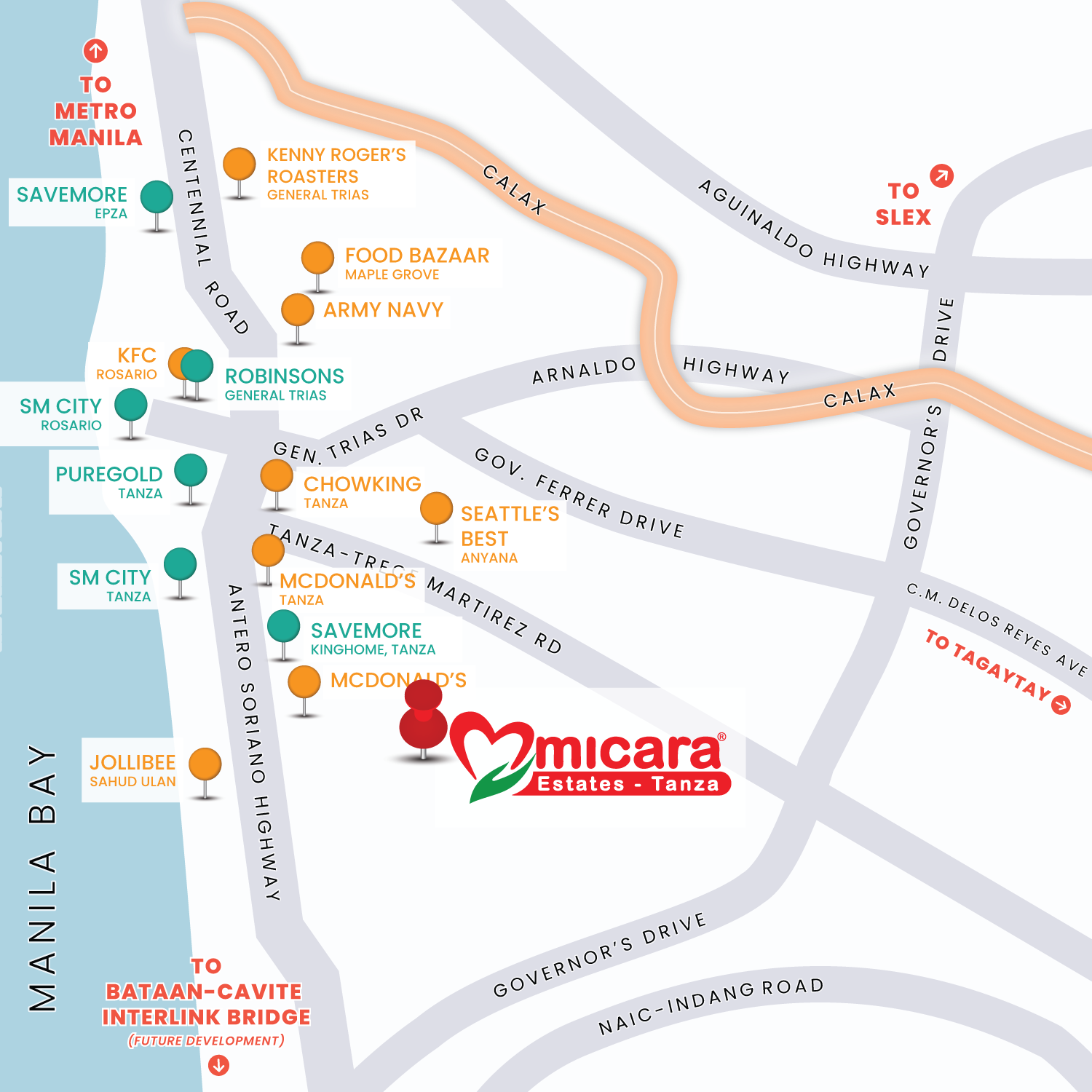 Micara Estates-Tanza Nearby Retail and Food Establishments